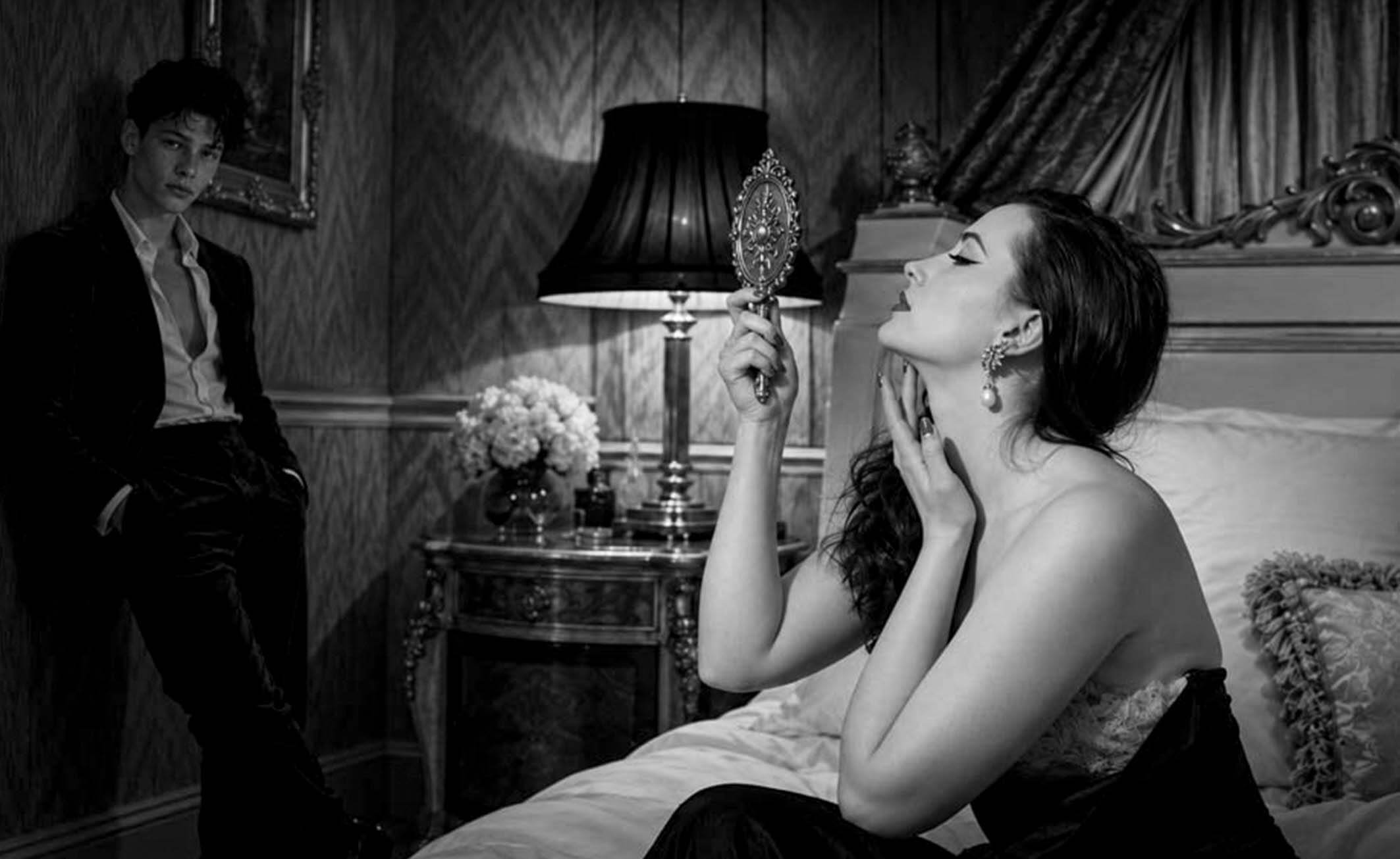 Cinematic black and white fashion photography by James Nader