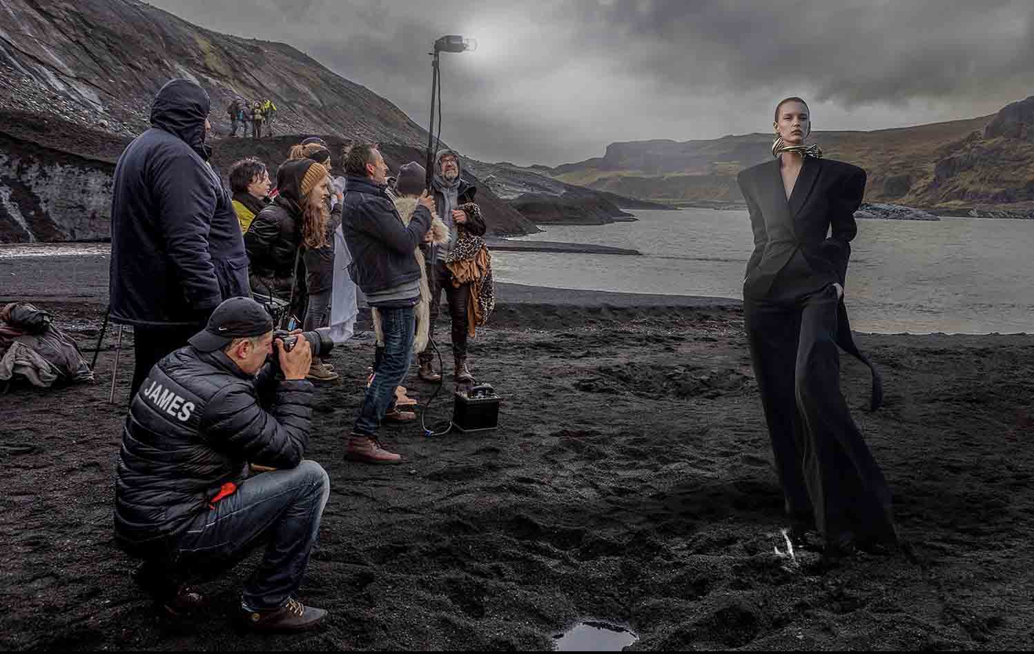 James Nader photographing a model on location demonstrating the PREVOX visual recognition system