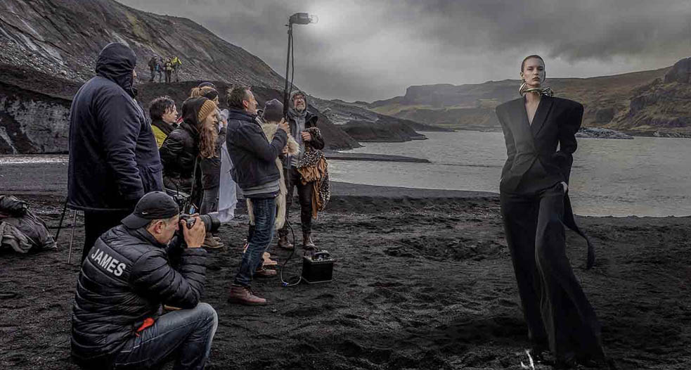 James Nader working on location during a professional fashion photography production